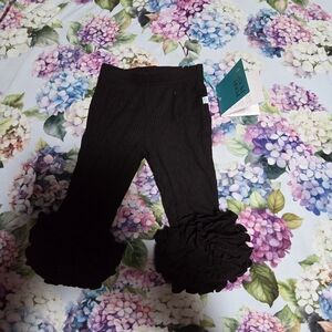Posh Peanut Black Ruffle Leggings